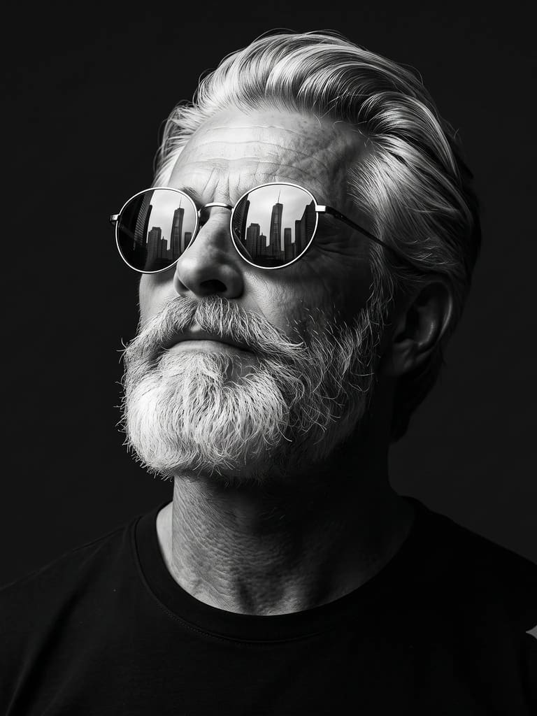 B&W Cinematic Portrait AI Image Prompt Result