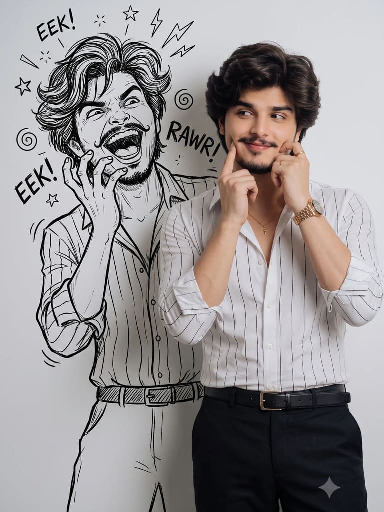 Trending Real Photo Doodle Shadow Art Portrait (Variation 2)