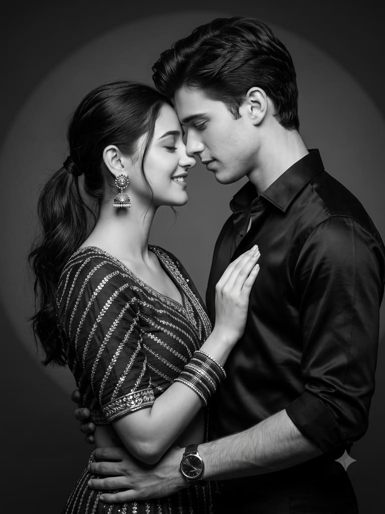Black and White Intimate Couple Embrace Cinematic Portrait (Variation 2)