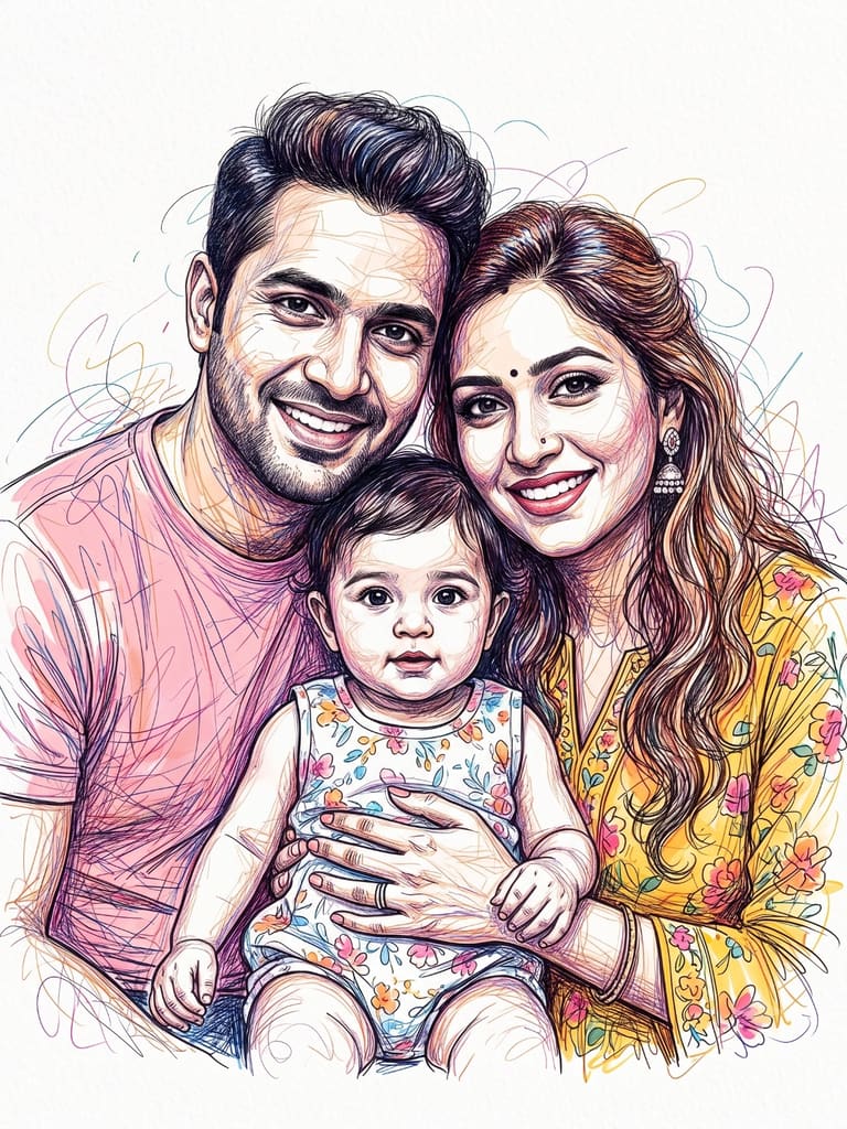 Joyful Family of Three in Color