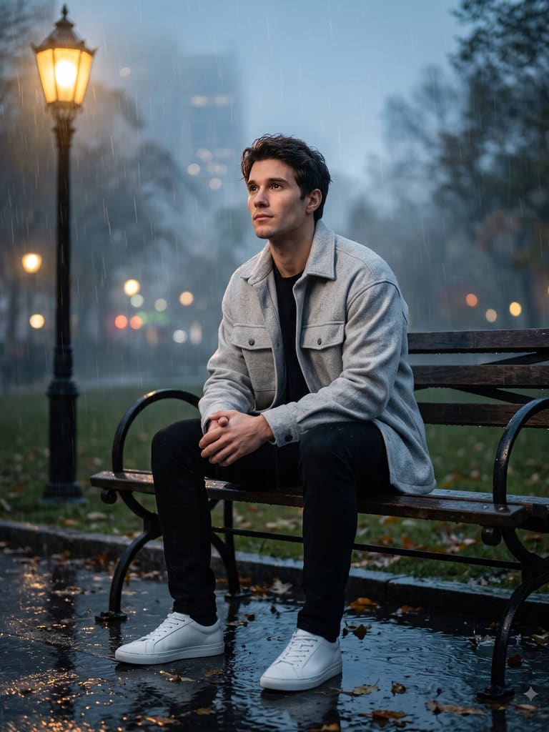 Aesthetic Sad Boy Rain Photo (Variation 1)