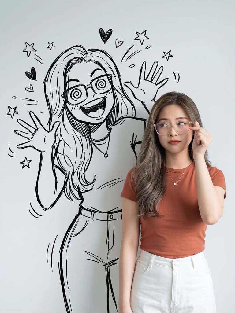 Trending Real Photo Doodle Shadow Art Portrait (Variation 3)