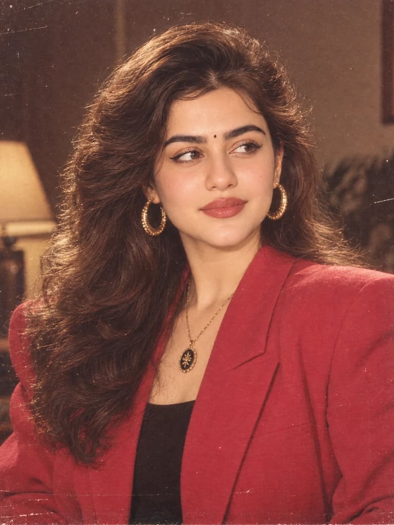 80s Women's Red Blazer Portrait (Variation 3)