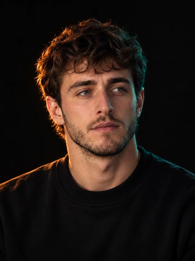 Moody Teal Orange Gradient Cinematic Man Portrait (Variation 2)