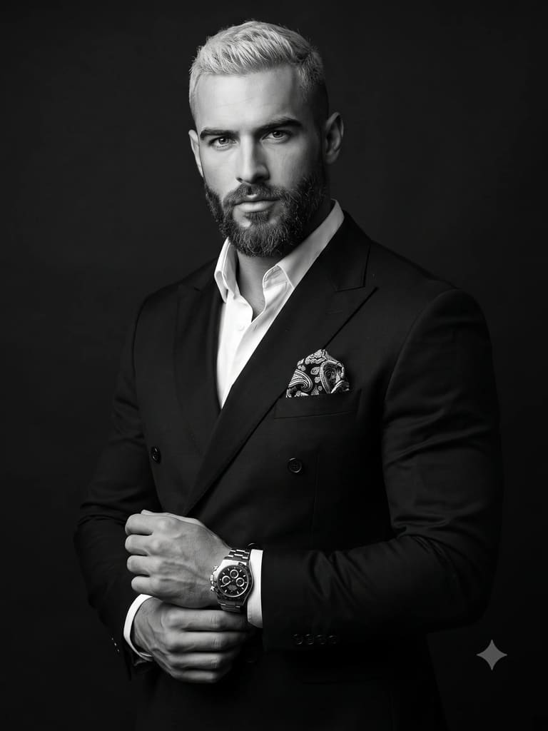 Classic Monochrome Portrait of Elegant Gentleman Portrait (Variation 3)