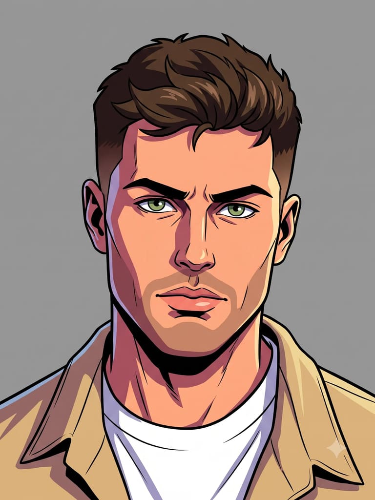 2d Comic Style Boy Avatar | Male Portrait (Variation 4)