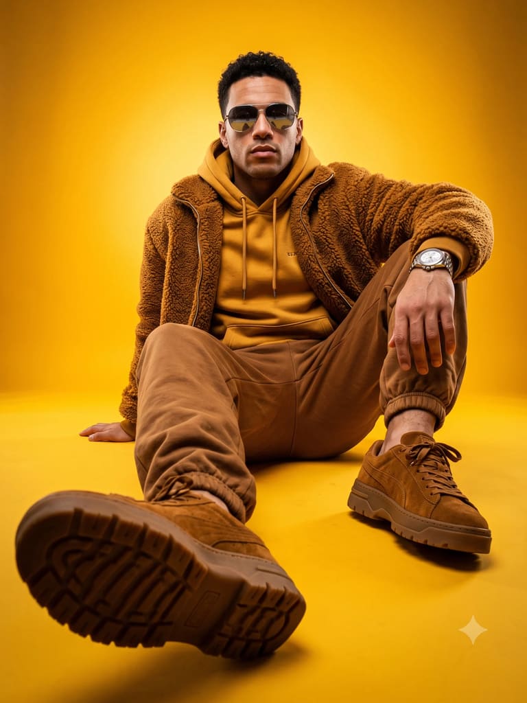 Monochrome Yellow Studio Fashion Portrait (Variation 5)