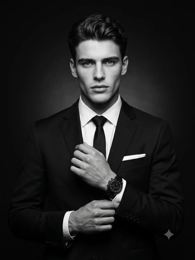 The Monochrome Gentleman Black Portrait (Variation 2)
