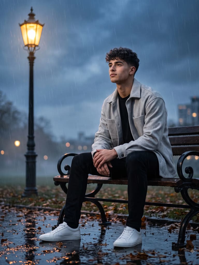 Aesthetic Sad Boy Rain Photo (Variation 3)