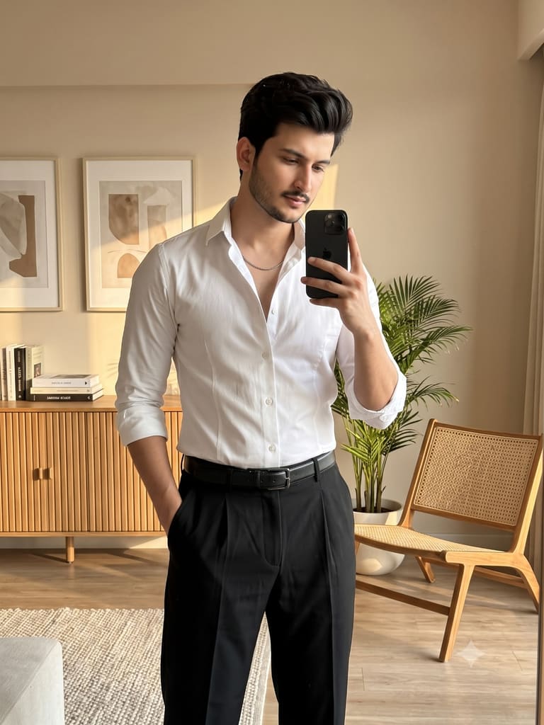 Classic Fashion in a Bright, Modern Interior Portrait (Variation 2)