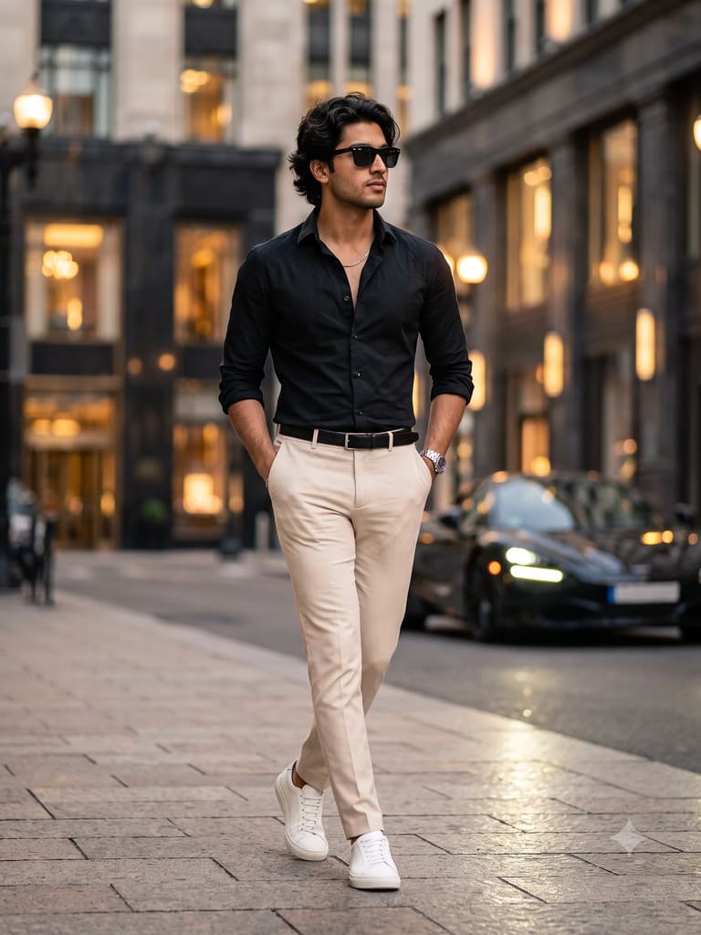 Stylish Man Walking in Luxury City Street Portrait (Variation 2)