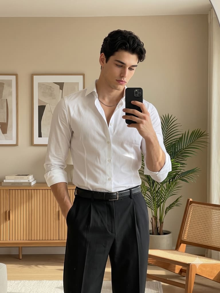 Classic Fashion in a Bright, Modern Interior Portrait (Variation 3)