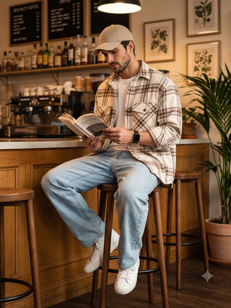 Cozy Coffee Shop Lifestyle Photo of Man Portrait (Variation 2)
