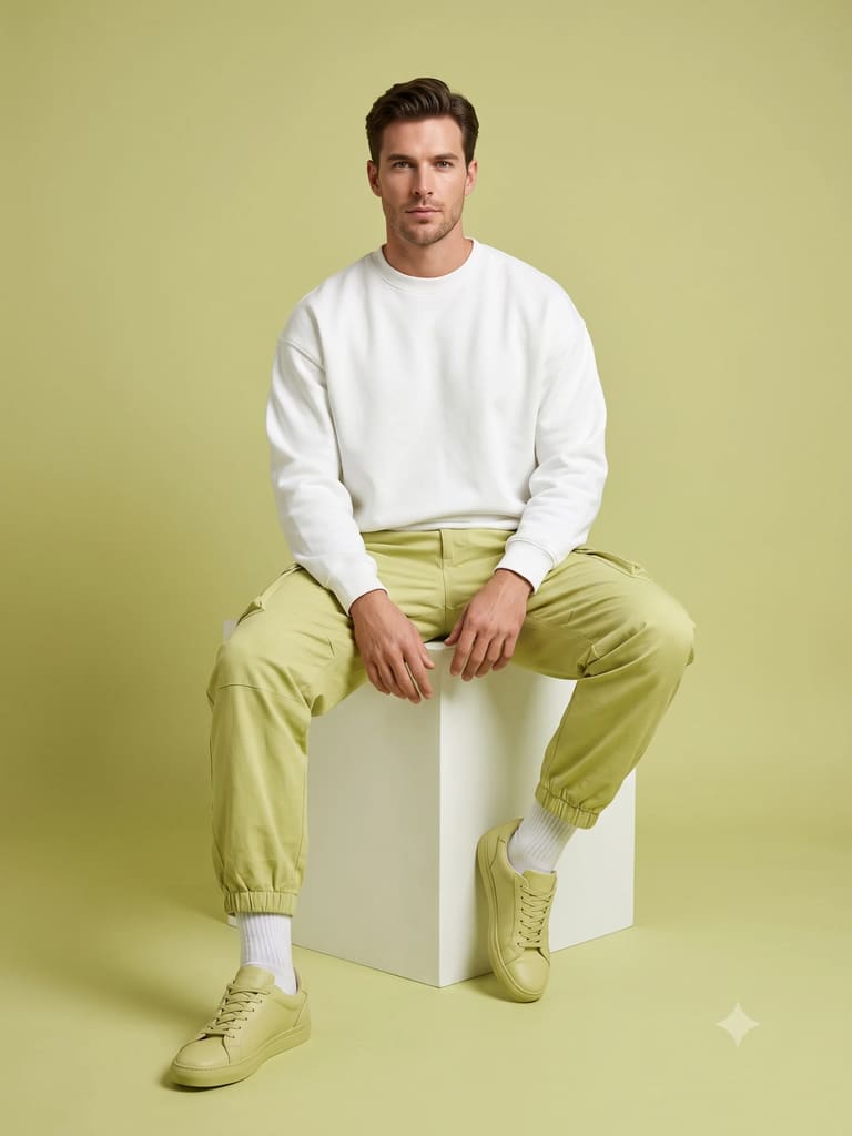 Bold Lemon Green Studio Fashion Portrait (Variation 4)