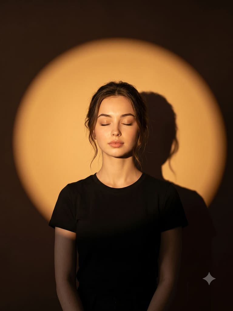 Amber Circular Spotlight Dramatic Woman Portrait (Variation 4)