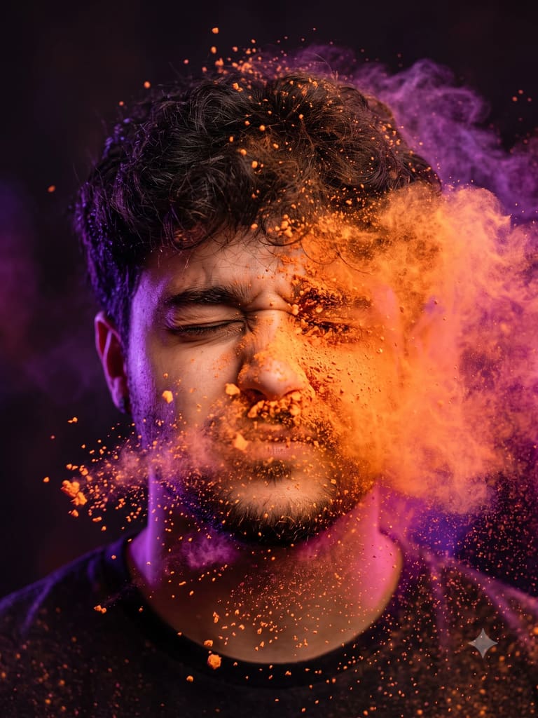 High-speed Powder Explosion Portrait (Variation 3)