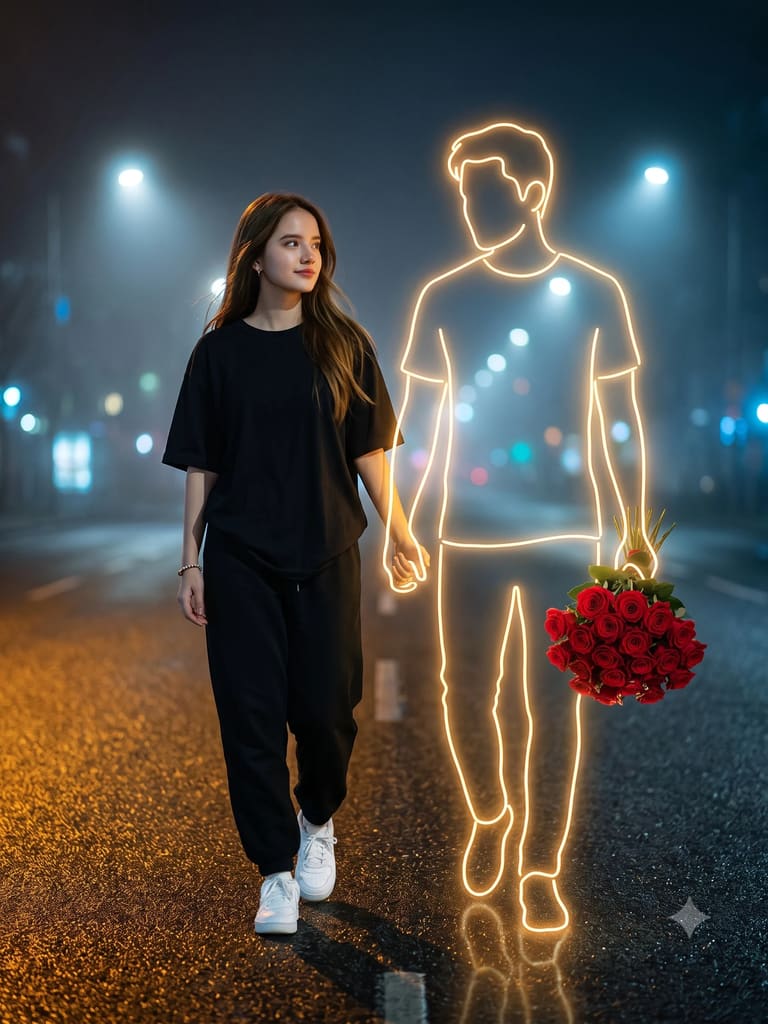 Girl Walking with Glowing Boy Portrait (Variation 4)