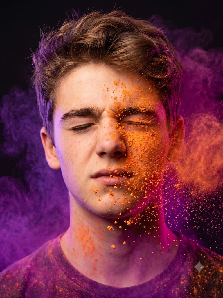 Premium Powder Explosion Portrait AI Image Prompt Result