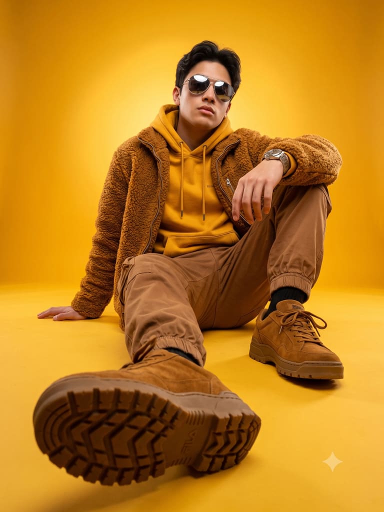 Monochrome Yellow Studio Fashion Portrait (Variation 2)