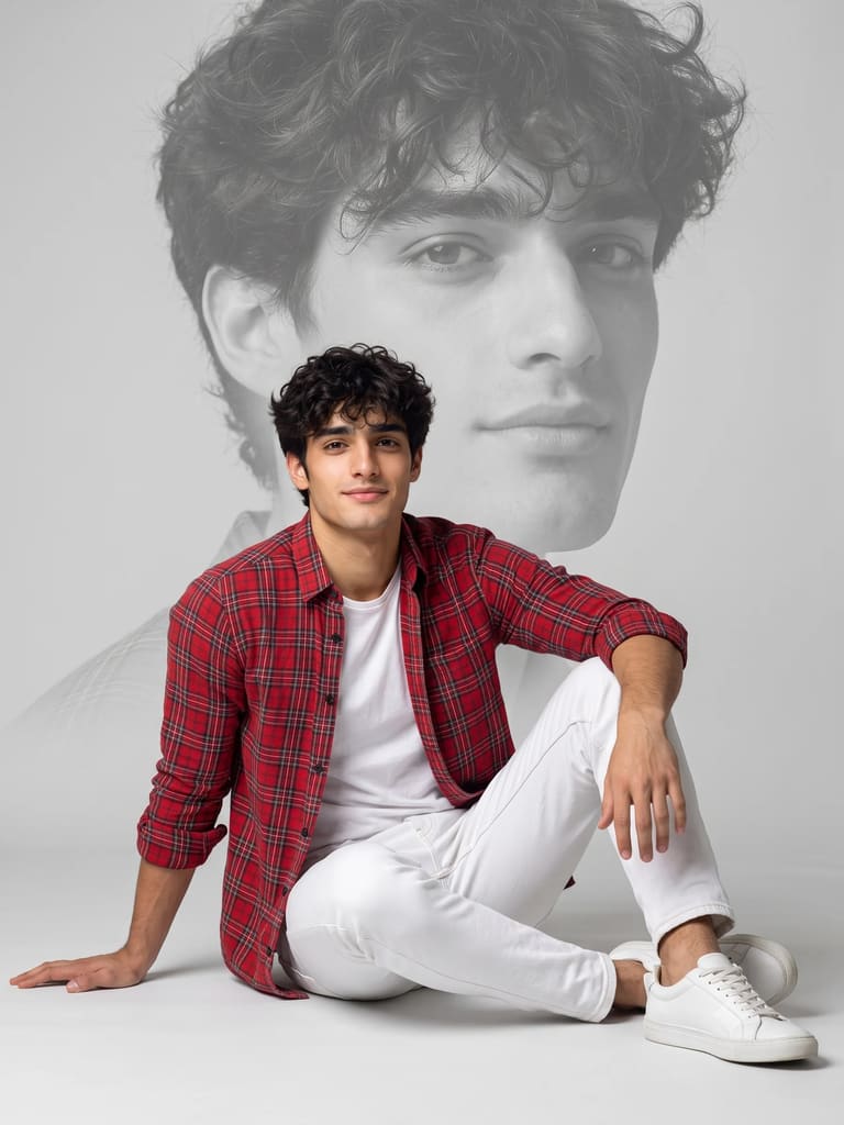Double Exposure Moody Men Studio Portrait (Variation 2)