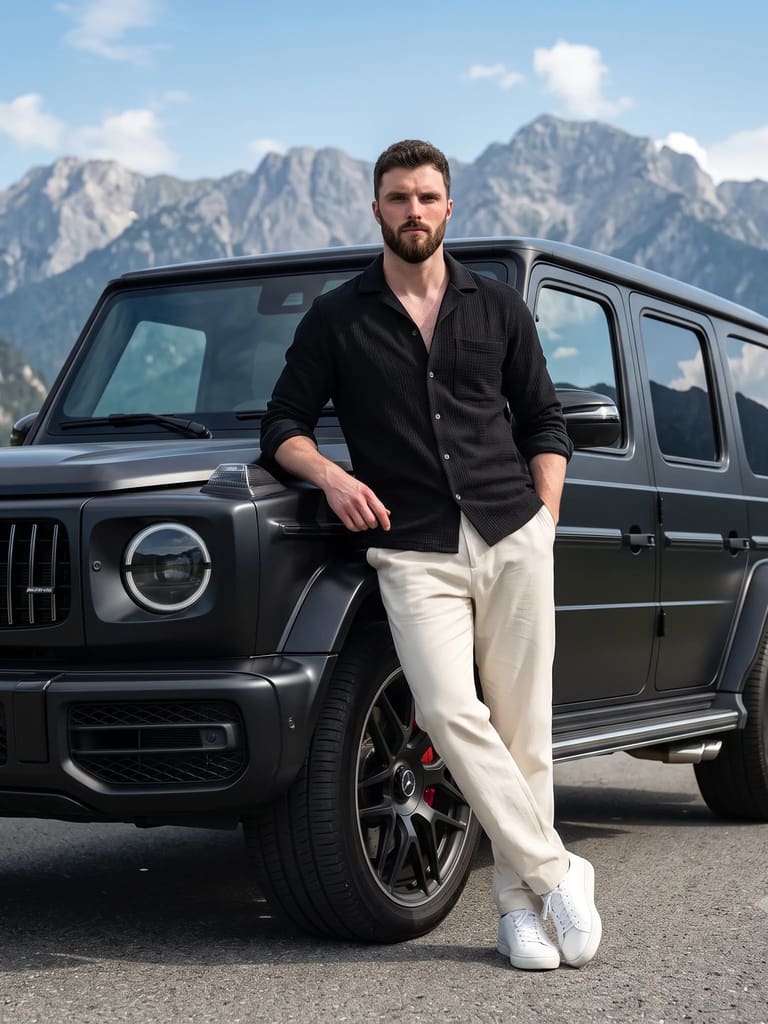 Matte Black G-Wagon Full Body Fashion Portrait (Variation 2)