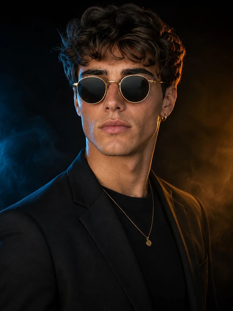 Cinematic Dual Tone Split Lighting Male Portrait (Variation 4)