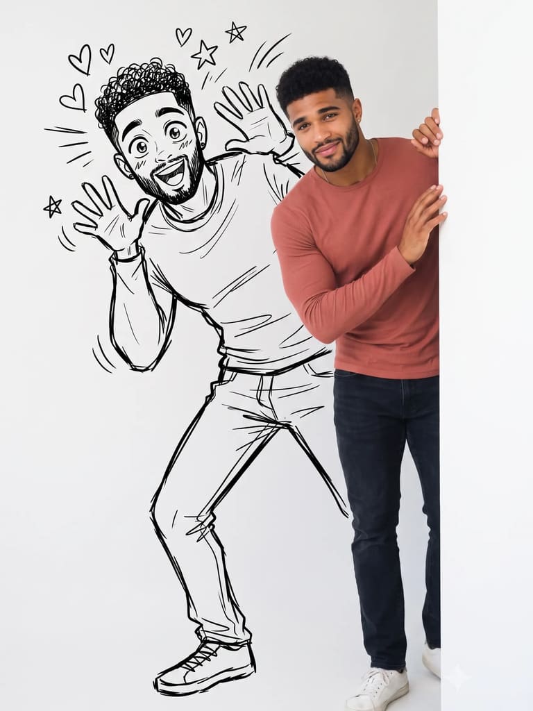 Trending Real Photo Doodle Shadow Art Portrait (Variation 6)