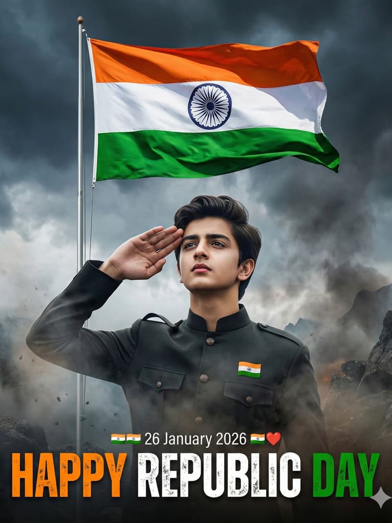 Patriotic India Independence Day Salute Portrait (Variation 3)
