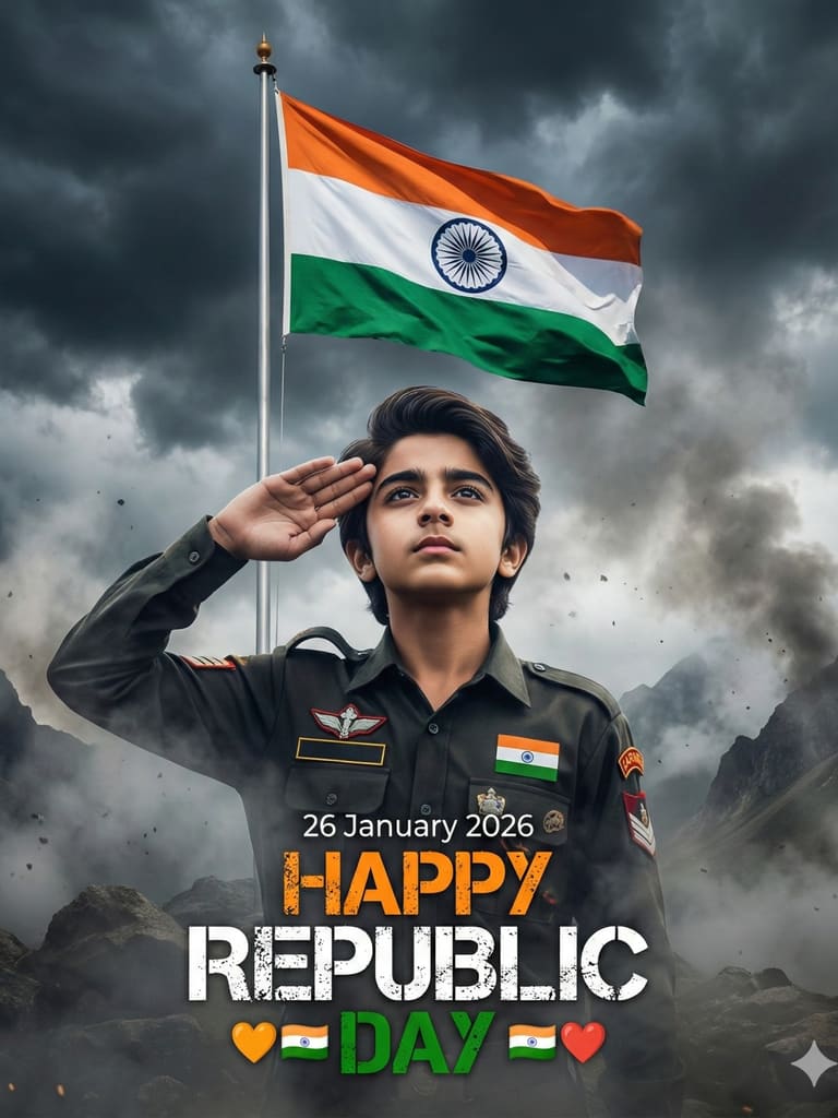 Patriotic India Independence Day Salute Portrait (Variation 4)