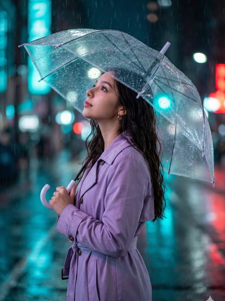 Purple Coat Under Citylight