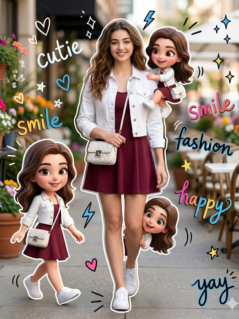 Maroon Mini-me Magic Cute Portrait (Variation 2)