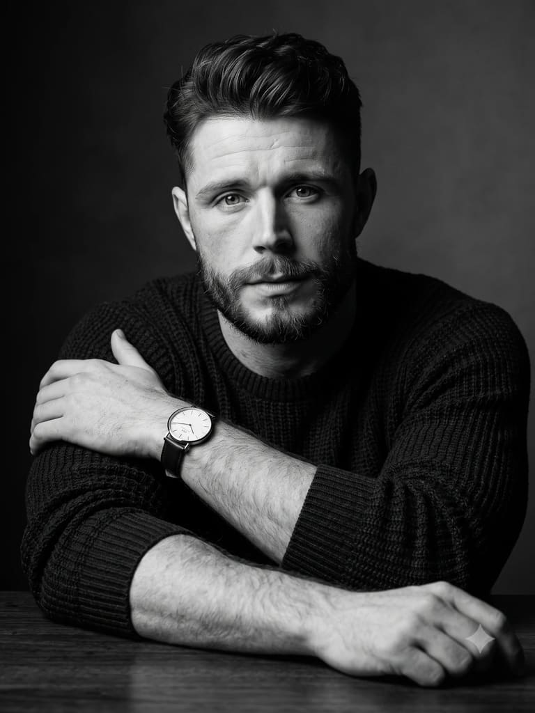 Black and White Classic Male Portrait (Variation 2)