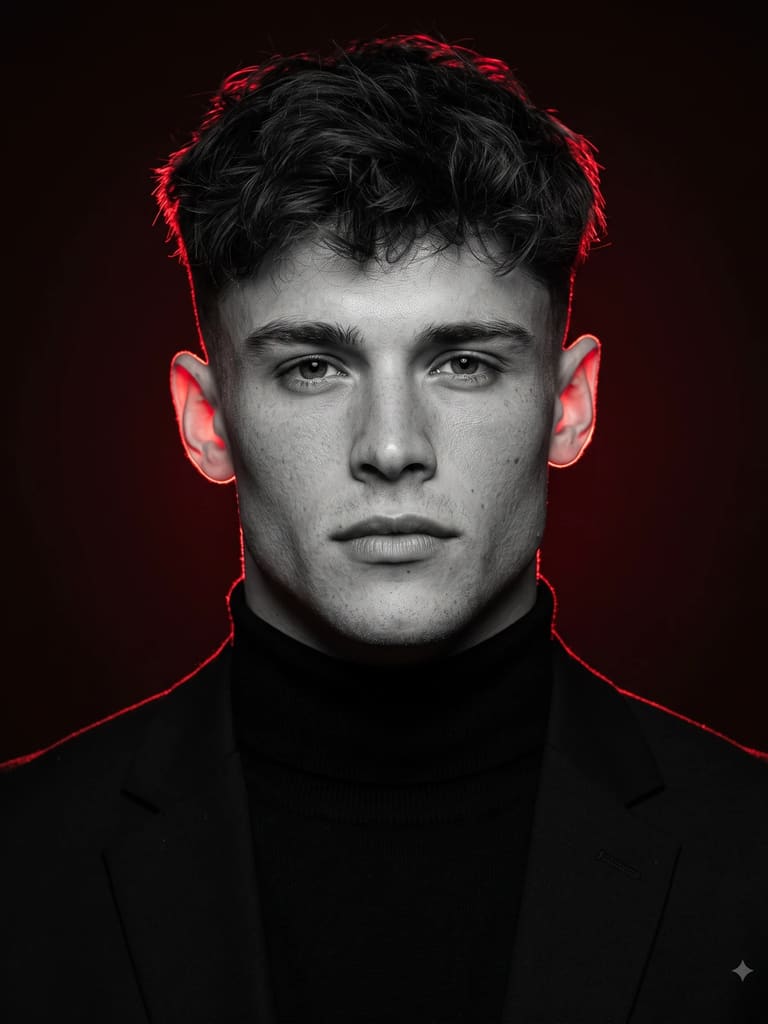 Red Rim Lighting Chiaroscuro Portrait (Variation 4)