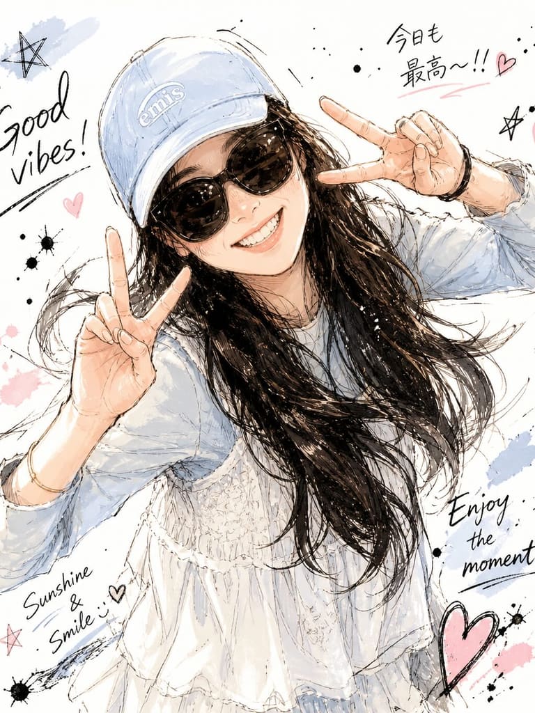 Trendy Anime Grunge Style Portrait Illustration (Variation 4)