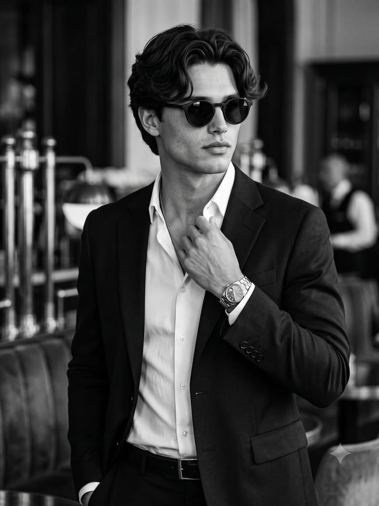 Quiet Luxury B&w Male Portrait (Variation 3)