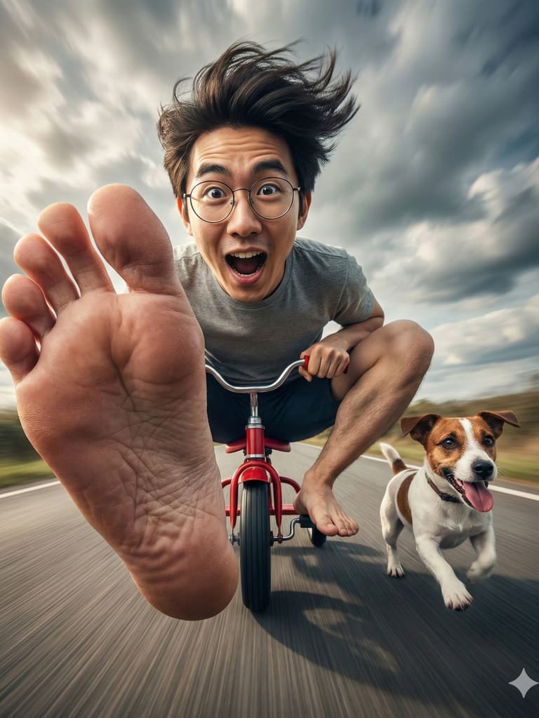 Wacky Tricycle Rides 3d Caricature Portrait (Variation 2)