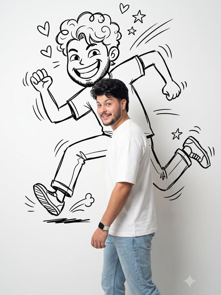 Trending Real Photo Doodle Shadow Art Portrait (Variation 4)