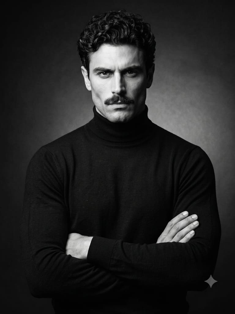 Classic B&w Portrait of Man with Crossed Arms Portrait (Variation 1)