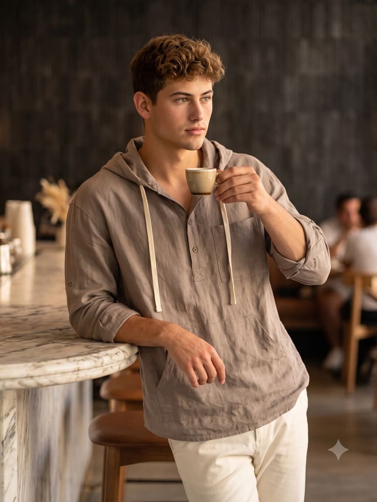 Young Man Cafe Lifestyle Coffee Portrait