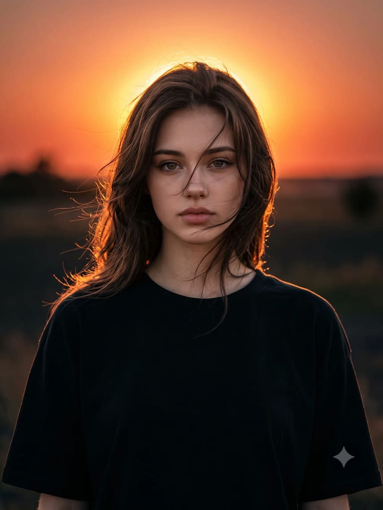 Golden Hour Windblown Hair Portrait (Variation 2)