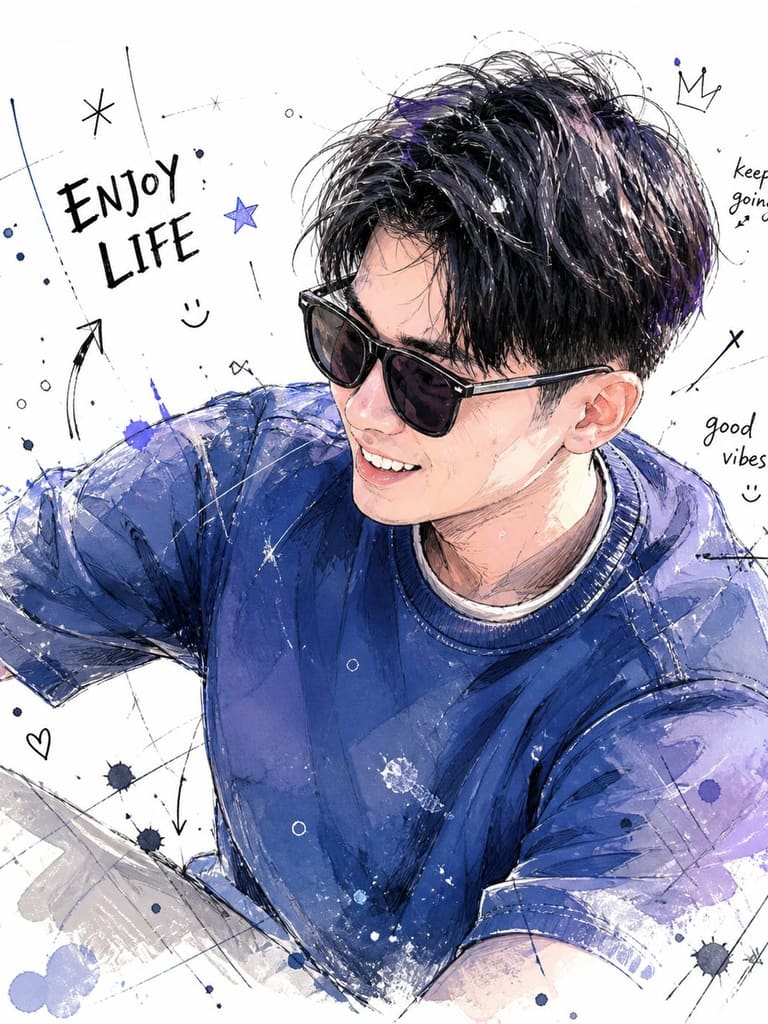 Trendy Anime Grunge Style Portrait Illustration (Variation 3)