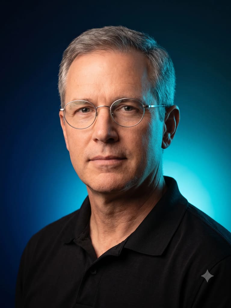 Studio Portrait with Cyan Glow Portrait (Variation 4)
