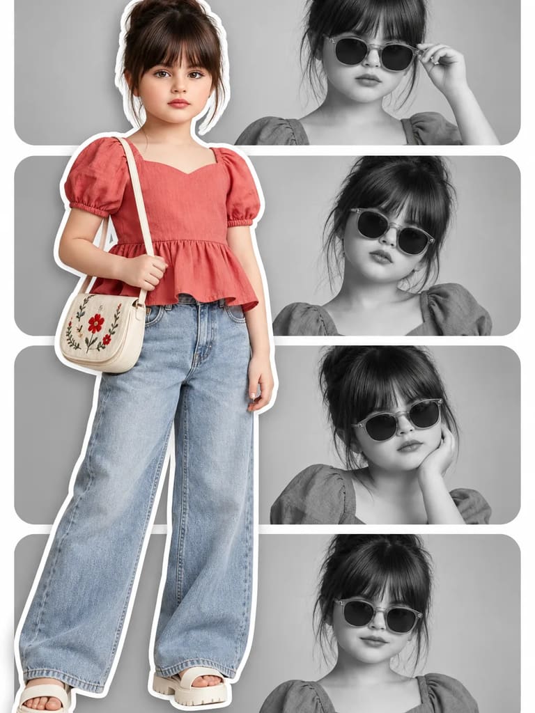 Girl Fashion Editorial Scrapbook Collage AI Image Prompt Result
