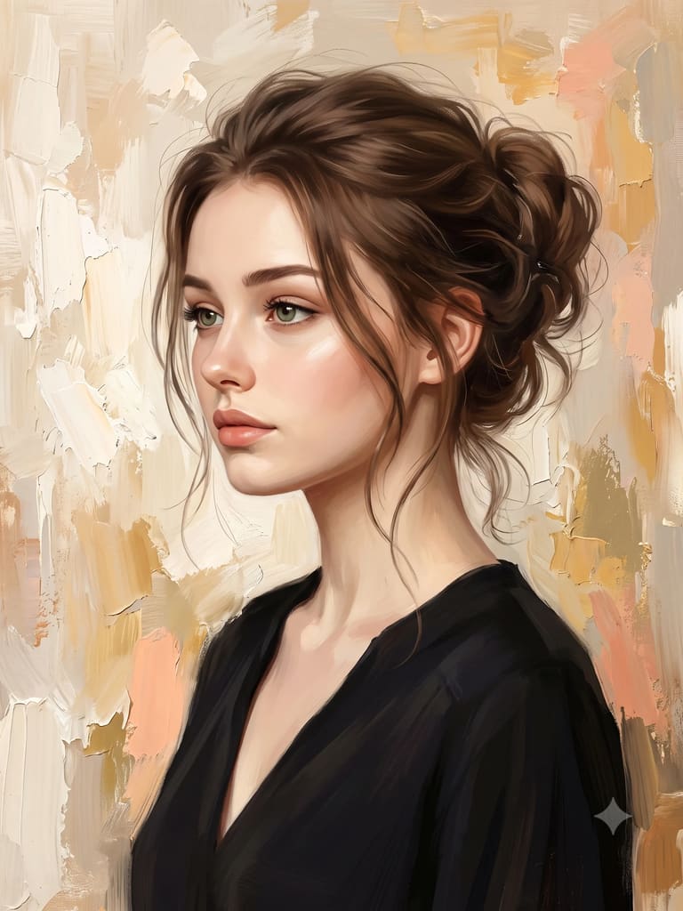 Textured Impasto Portrait of a Woman