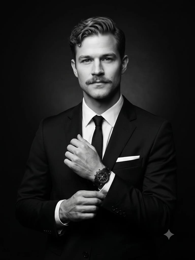 The Monochrome Gentleman Black Portrait (Variation 3)
