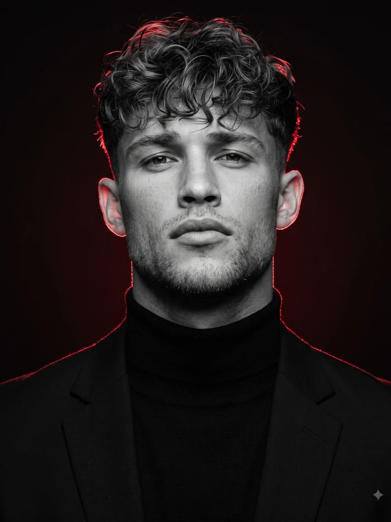 Red Rim Lighting Chiaroscuro Portrait (Variation 2)
