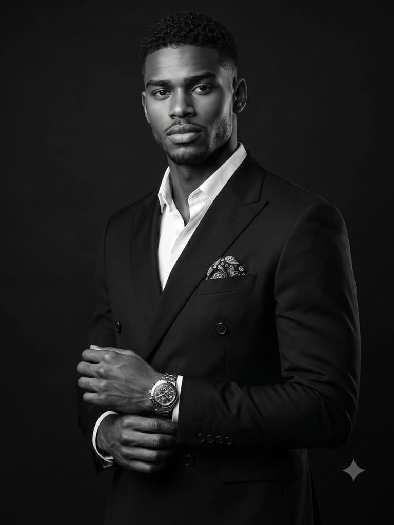 Classic Monochrome Portrait of Elegant Gentleman Portrait (Variation 2)