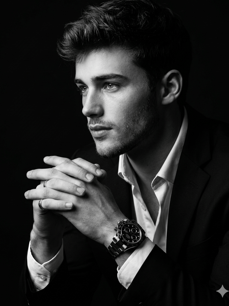 Monochrome Sophistication Black Portrait (Variation 3)