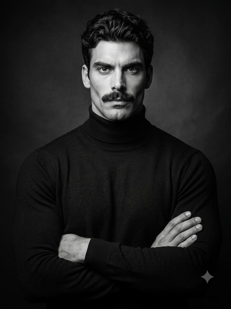 Classic B&w Portrait of Man with Crossed Arms Portrait (Variation 3)