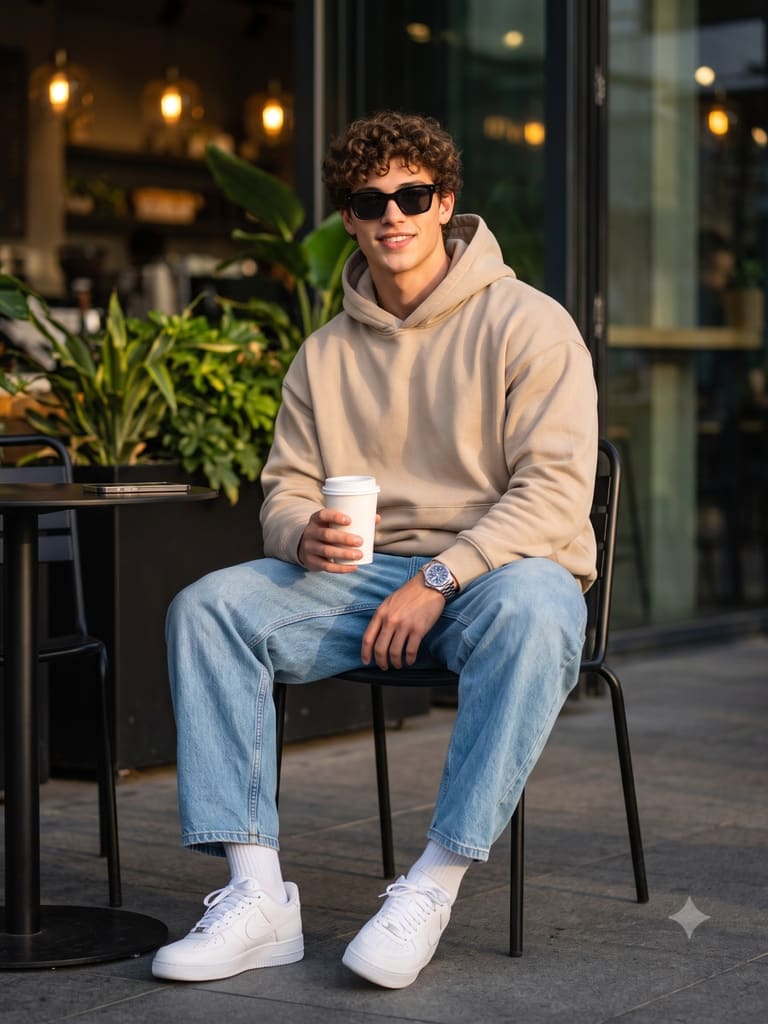 Young Man at an Outdoor Cafe Portrait (Variation 2)